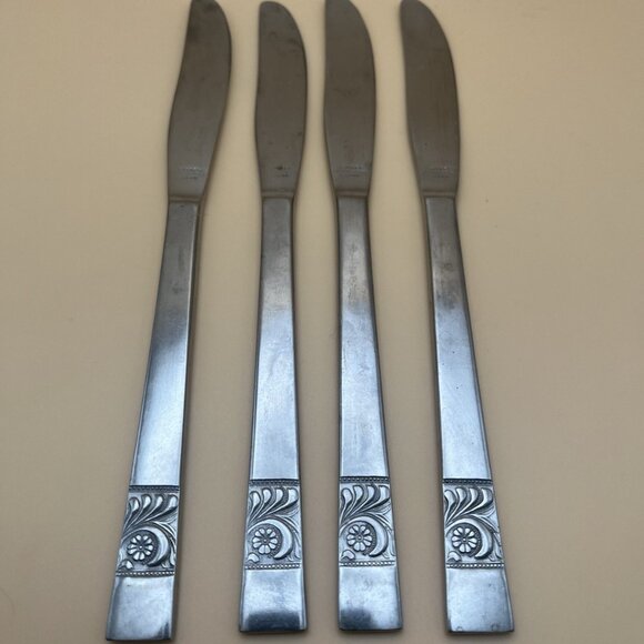 Armack Japan Stainless Steel Flatware Replacement 4 Piece Set Knives Floral - Picture 2 of 5